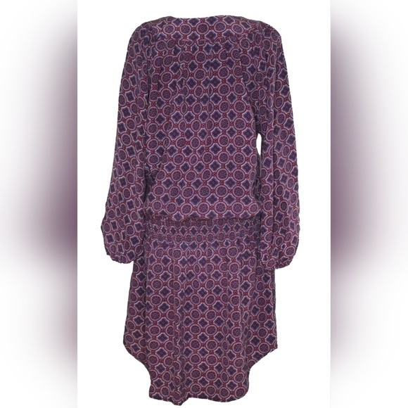 NWT Joie 100% Silk Geometric Purple Patterned Mini Dress - Medium - Picture 10 of 10